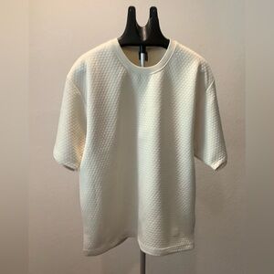 Saints Studio Textured Short Sleeve Sweatshirt Cream IvoryXL Waffle Knit Size XL